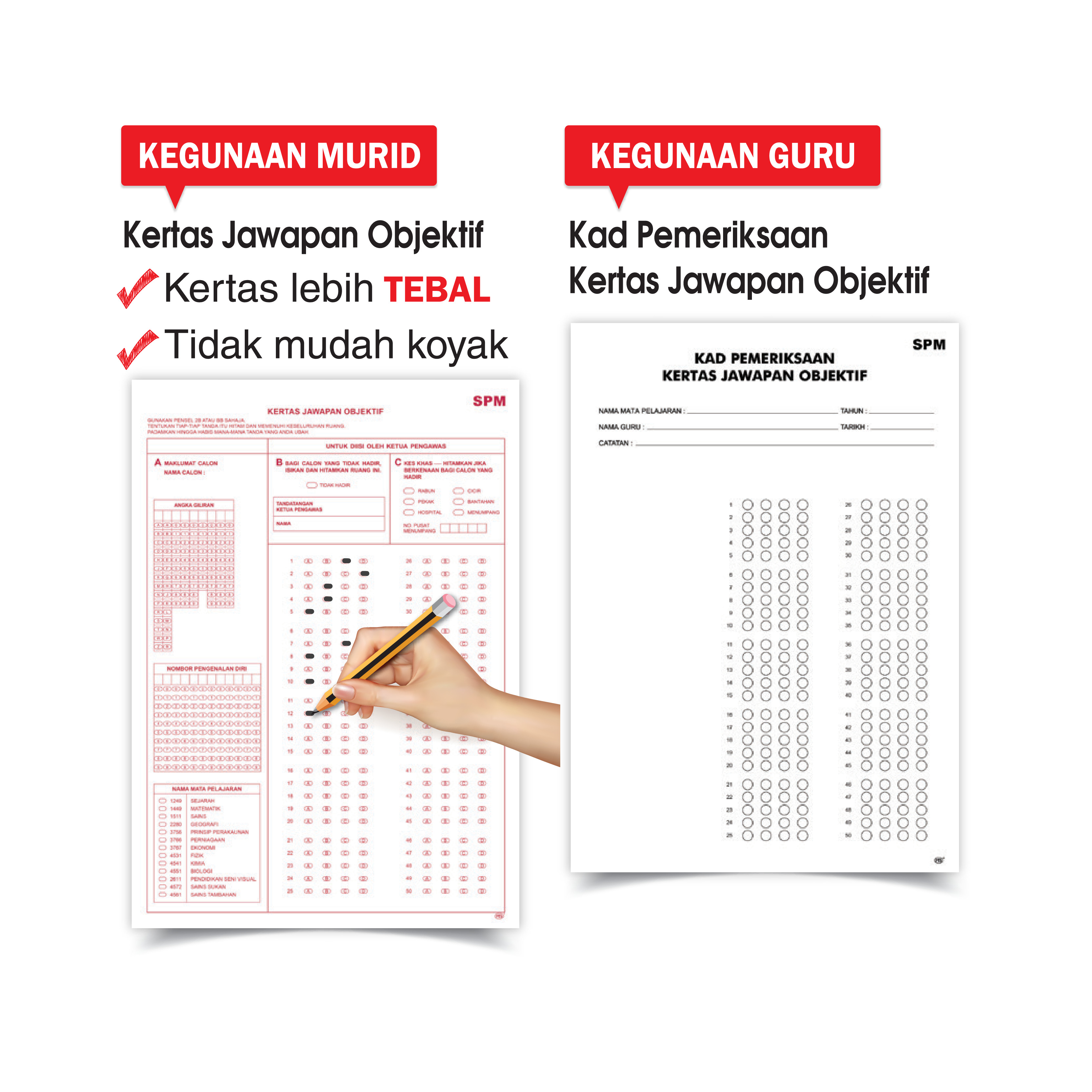 Kad Pemeriksaan & Kertas Jawapan Objektif SPM - Sekolah Menengah - Image 3