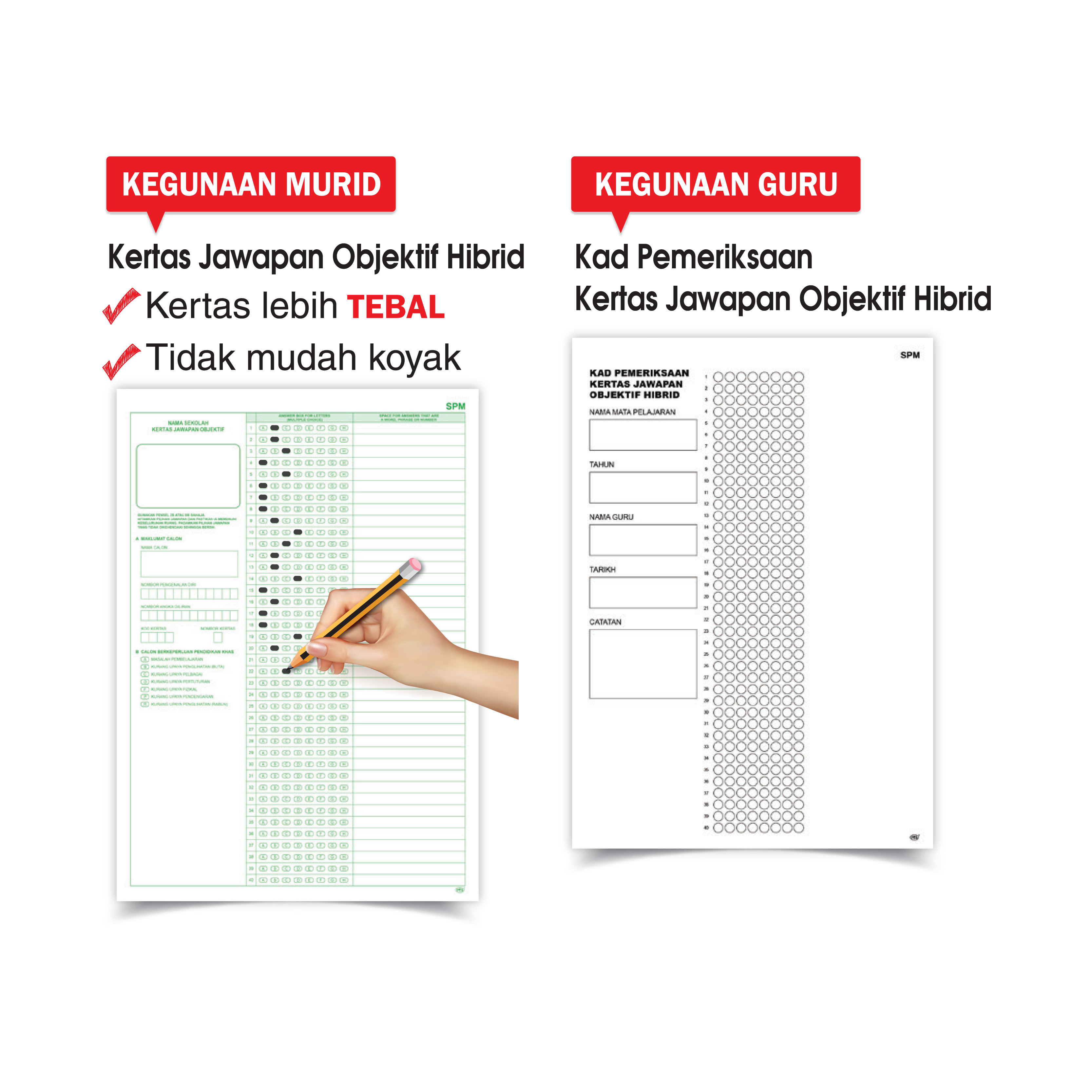 Kad Pemeriksaan & Kertas Jawapan Objektif Hibrid SPM - Sekolah Menengah - Image 3