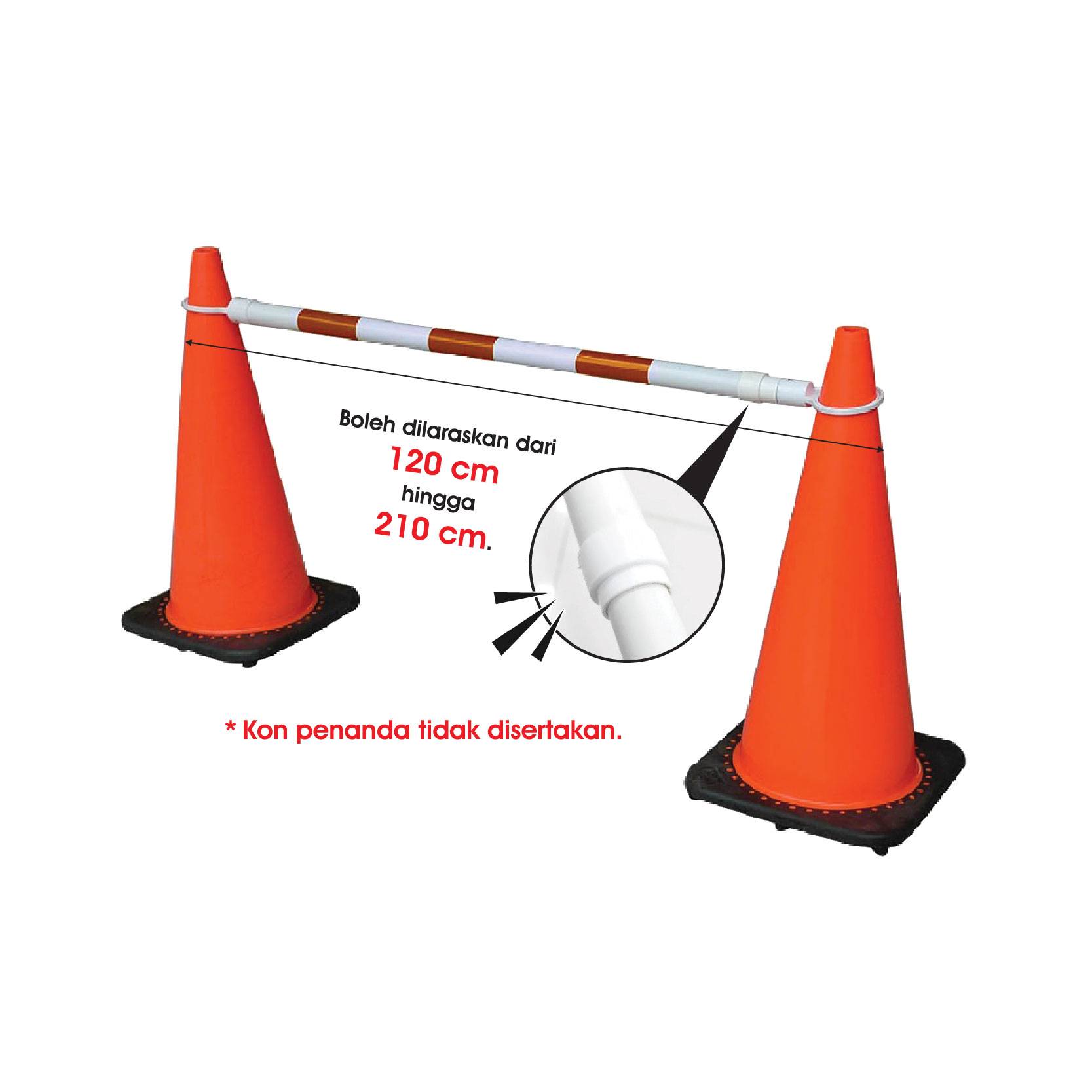 Palang Kon Boleh Dilaras - 可伸缩训练锥连接杆 - Retractable Cone Bar - Image 2