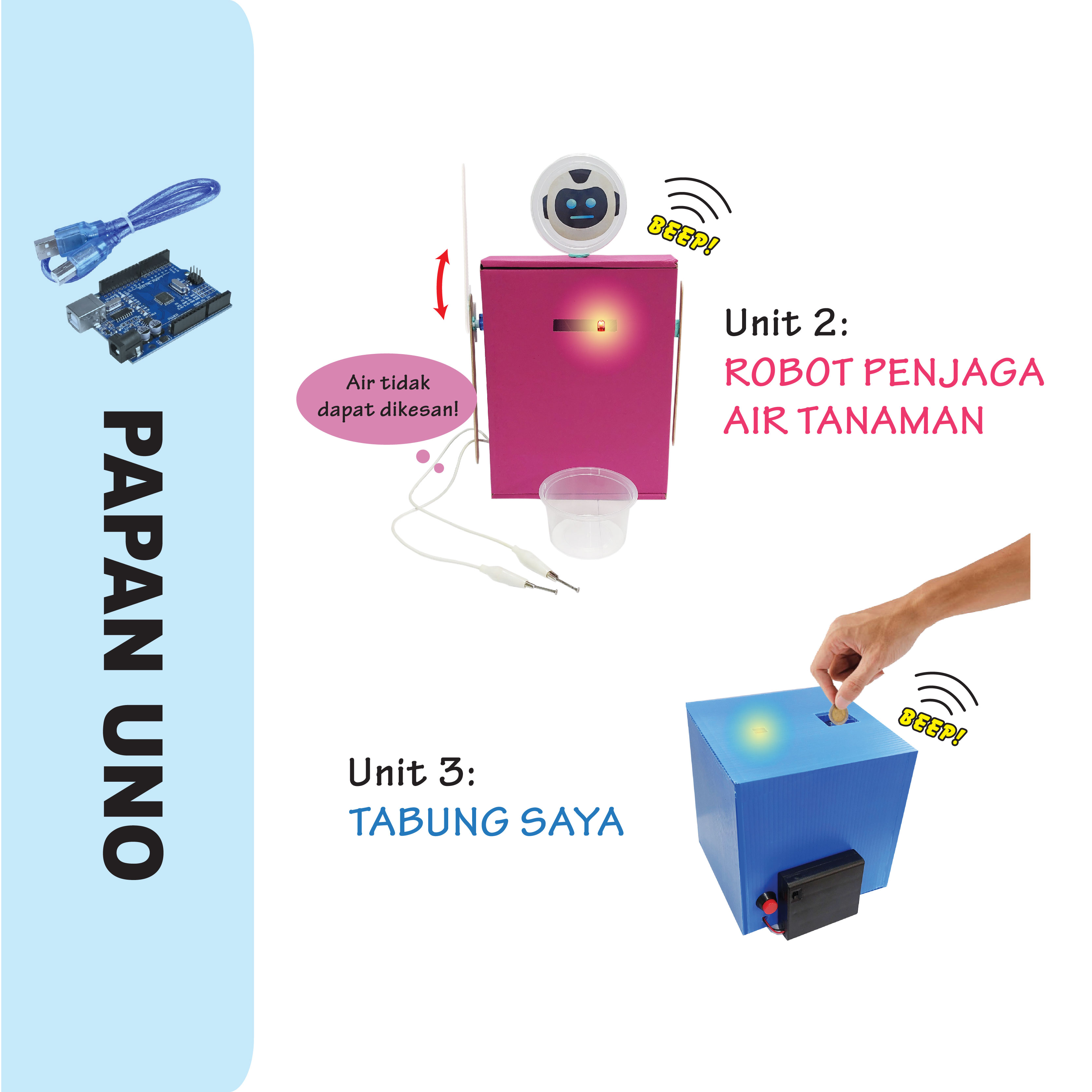 PAPAN UNO - Set Penghasilan Robot Penjaga Air Tanaman & Tabung Saya