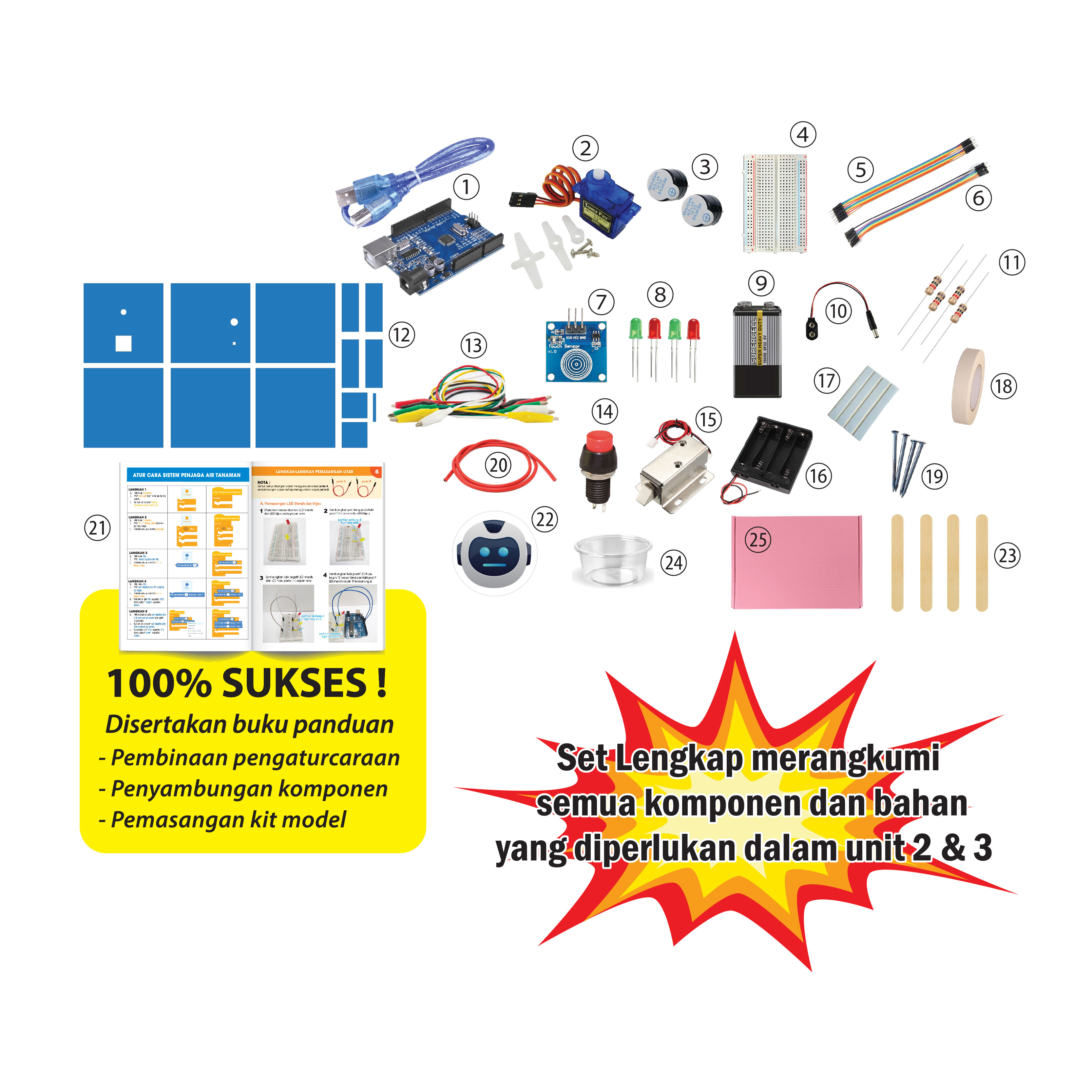 PAPAN UNO - Set Penghasilan Robot Penjaga Air Tanaman & Tabung Saya - Image 2